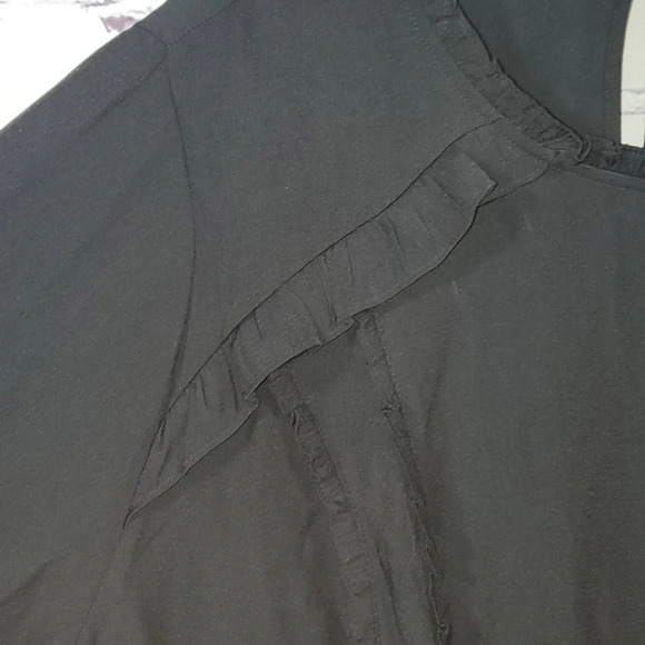 Ava &Viv Black Bell Sleeves Ruffled Trim Top - Picture 3 of 13